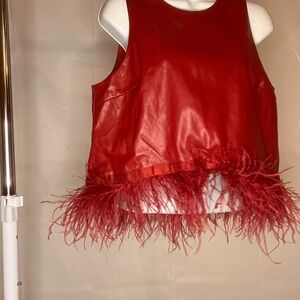 Hutch Red Embellished Crop Tank Top